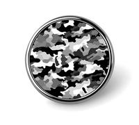 Spilla rotonda mimetica nera, grigia e bianca, spilla da bavero resistente da 2,5 cm, spilla versatile in metallo, spilla decorativa leggera per accessori di abbigliamento, regali personalizzati