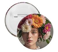 Spilla rotonda per donne e uomini, spilla rotonda unisex da bavero con testa che indossa una spilla floreale a forma di vortice per Natale, Halloween, compleanno, accessorio per costumi, 1 pezzo