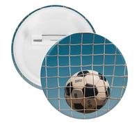 Spilla rotonda per donne e uomini, spilla rotonda unisex, spilla da bavero a tema calcio nella rete calcistica per Natale, Halloween, compleanno, accessorio per costumi, 1 pezzo, plastica, senza