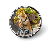 Spilla rotonda per uomini e donne, con scritta in inglese Cats Ride Bikes to Delivery Banane, spille da bavero resistenti ed eleganti, distintivi in metallo leggero per camicie, giacche, cappelli