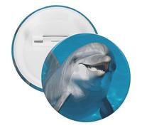 Spilla rotonda personalizzata a forma di delfino con un sorriso, grande bottone artigianale adatto per insegnanti, infermieri, medici, personale, accessori regalo per feste, 12pcs, Plastica, plastica