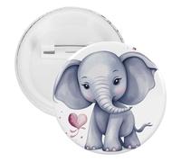 Spilla rotonda personalizzata a forma di elefante carino con bottone grande, adatta per insegnanti, infermieri, medici, personale, accessori regalo per feste, 12PCS, Plastica, plastica