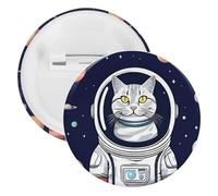 Spilla rotonda personalizzata a forma di gatto con scritta "Cat in Spacess", grande, adatta per insegnanti, infermieri, medici, personale, accessori regalo per feste, 12pcs, Plastica, plastica