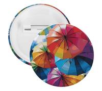 Spilla rotonda personalizzata a forma di ombrello colorato, grande bottone, adatta per insegnanti, infermieri, medici, personale, accessori regalo per feste, 5PCS, Plastica, plastica