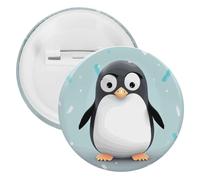 Spilla rotonda personalizzata a forma di pinguino, con grande bottone, adatta per insegnanti, infermieri, medici, personale, accessori regalo per feste, 5PCS, Plastica, plastica