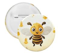 Spilla rotonda personalizzata con api carine e miele grande bottone artigianale adatto per insegnanti, infermieri, medici, personale, accessori regalo per feste, 5PCS, Plastica, plastica