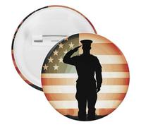Spilla rotonda personalizzata con bandiera americana soldato saluto bandiera americana grande bottone artigianale adatto per insegnanti, infermieri, medici, personale, accessori regalo per feste