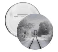 Spilla rotonda personalizzata con binari del treno innevato, grande bottone artigianale, adatta per insegnanti, infermieri, medici, personale, accessori regalo per feste, 20pcs, Plastica, plastica