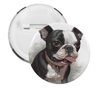 Spilla rotonda personalizzata con Boston Terrier, grande bottone, adatta per insegnanti, infermieri, medici, personale, accessori regalo per feste, 1PCS, Plastica, plastica