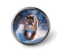 Spilla rotonda personalizzata con bottone, spilla da bavero, spilla da bavero con leone di montagna, grande felino, fauna selvatica, animali della neve, spille per la decorazione di abbigliamento