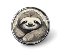 Spilla rotonda personalizzata con bradipo, il mio spirito animale, spilla alla moda, spilla da bavero per cravatta, accessorio decorativo per costume da uomo e donna