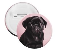 Spilla rotonda personalizzata con carlino nero, grande, adatta per insegnanti, infermieri, medici, personale, accessori regalo per feste, 5PCS, Plastica, plastica