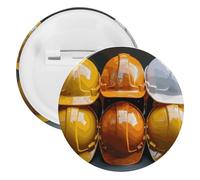 Spilla rotonda personalizzata con caschi da costruzione, grande bottone artigianale, adatta per insegnanti, infermieri, medici, personale, accessori regalo per feste, 1Pcs, Plastica, plastica