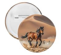 Spilla rotonda personalizzata con cavalli che corrono nel deserto tempesta, grande bottone artigianale, adatta per insegnanti, infermieri, medici, personale, accessori regalo per feste, 5PCS, Plastica