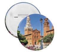 Spilla rotonda personalizzata con città spagnole, grande bottone, adatta per insegnanti, infermieri, medici, personale, accessori regalo per feste, 12PCS, Plastica, plastica