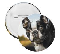 Spilla rotonda personalizzata con cucciolo di cane Boston Terrier, grande bottone artigianale adatto per insegnanti, infermieri, medici, personale, accessori regalo per feste, 1Pcs, Plastica, plastica