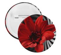 Spilla rotonda personalizzata con fiore rosso, grande bottone, adatta per insegnanti, infermieri, medici, personale, accessori regalo per feste, 5PCS, Plastica, plastica