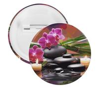 Spilla rotonda personalizzata con fiori in fontana, con pietre per massaggio, grande bottone, adatta per insegnanti, infermieri, medici, personale, accessori regalo per feste, 20pcs, Plastica