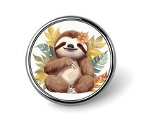 Spilla rotonda personalizzata con foglie di bradipo carine, spilla alla moda, spilla da bavero per cravatta, accessorio decorativo per costume da uomo e donna