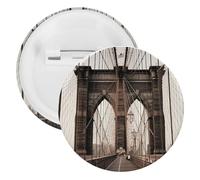 Spilla rotonda personalizzata con foto del ponte di Brooklyn, grande bottone, adatta per insegnanti, infermieri, medici, personale, accessori regalo per feste, 5PCS, Plastica, plastica