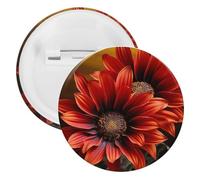 Spilla rotonda personalizzata con girasole rosso, grande bottone artigianale adatto per insegnanti, infermieri, medici, personale, accessori regalo per feste, 5PCS, Plastica, plastica