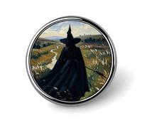 Spilla rotonda personalizzata con la strega delle tenebre, spilla alla moda, spilla da bavero, accessorio decorativo per costumi da uomo e donna.