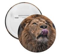Spilla rotonda personalizzata con leone che tira fuori la lingua, grande bottone artigianale, adatta per insegnanti, infermieri, medici, personale, accessori regalo per feste, 1PCS, Plastica, plastica