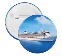 Spilla rotonda personalizzata con nave da crociera, grande, adatta per insegnanti, infermieri, medici, personale, accessori regalo per feste, 1Pcs, Plastica, plastica