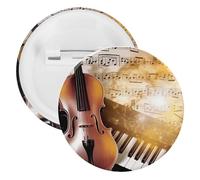 Spilla rotonda personalizzata con note musicali per pianoforte, violino, grande, adatta per insegnanti, infermieri, medici, personale, accessori regalo per feste, 5PCS, Plastica, plastica