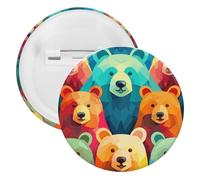 Spilla rotonda personalizzata con orsi colorati, grande bottone artigianale adatto per insegnanti, infermieri, medici, personale, accessori regalo per feste, 20 pezzi, plastica, plastica