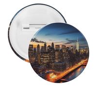 Spilla rotonda personalizzata con paesaggio di New York City, grande bottone, adatta per insegnanti, infermieri, medici, personale, accessori regalo per feste, 12pcs, Plastica, plastica