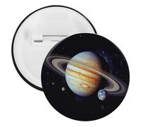 Spilla rotonda personalizzata con pianeta Giove in latta grande bottone artigianale adatto per insegnanti, infermieri, medici, personale, accessori regalo per feste, 5PCS, Plastica, plastica
