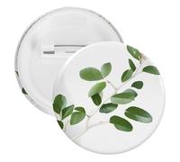 Spilla rotonda personalizzata con ramoscello verde bianco naturale, grande bottone, adatta per insegnanti, infermieri, medici, personale, accessori regalo per feste, 1Pcs, Plastica, plastica