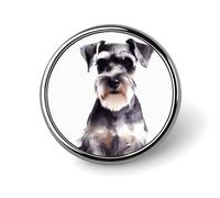 Spilla rotonda personalizzata con Schnauzer ben educato, spilla da bavero alla moda, accessorio decorativo per costumi da uomo e donna