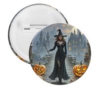 Spilla rotonda personalizzata con streghe in latta grande bottone artigianale adatta per insegnanti, infermieri, medici, personale, accessori regalo per feste, 20PCS, Plastica, plastica