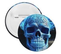 Spilla rotonda personalizzata con teschio blu in latta con stampa 3D, grande bottone, adatta per insegnanti, infermieri, medici, personale, accessori regalo per feste, 20PCS, Plastica, plastica