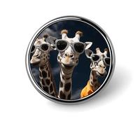 Spilla rotonda personalizzata con tre giraffe che indossano occhiali da sole, spilla alla moda, spilla da bavero per cravatta, accessorio decorativo per costumi da uomo e donna