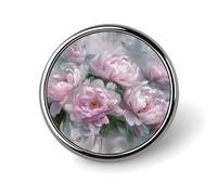 Spilla rotonda retrò con fiore di peonia floreale, spilla da bavero, spilla da cravatta per donne, uomini, impiegati, insegnanti, decorazioni