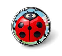 Spilla rotonda rossa a forma di coccinella in metallo, personalizzata, adatta per abbigliamento, borse, cappelli, spilla stampata umoristica, accessori per feste per uomini e donne
