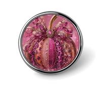 Spilla rotonda scintillante con zucca leopardata rosa con nastro per uomo donna moda distintivo collare pin vestito giacca zaino accessori