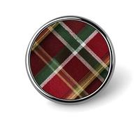 Spilla rotonda scozzese rossa e verde per uomo donna moda distintivo collare pin abito giacca zaino accessori