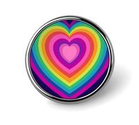 Spilla rotonda semplice a forma di cuore arcobaleno retrò anni '70 per uomo donna moda distintivo collare pin vestito giacca zaino accessori