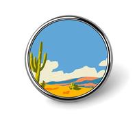 Spilla rotonda semplice con cactus con montagne del deserto per uomo donna moda distintivo collare pin vestito giacca zaino accessori