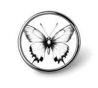 Spilla rotonda semplice farfalla in bianco e nero per uomo donna moda distintivo collare pin abito giacca zaino accessori