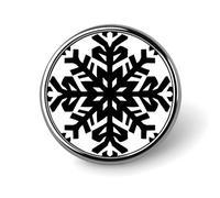 Spilla rotonda semplice in bianco e nero con fiocco di neve per uomo donna moda distintivo collare pin abito giacca zaino accessori