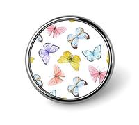 Spilla rotonda senza cuciture con farfalle in oro, rosa, viola, turchese e su bianco, spilla da cravatta unisex liscia, spilla leggera per gioielli artigianali, decorazione per accessori