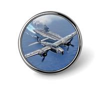 Spilla rotonda smaltata con aereo della seconda guerra mondiale che vola sopra l'oceano, spilla da bavero per zaini, gioielli, giacche estetiche, cappelli, decorazione artistica