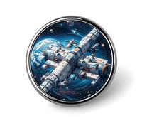 Spilla rotonda Space Academy per uomo e donna, in lega di alluminio, con smalto alla moda, per camicie, borse, colletti. Spilla in metallo per abiti, giacche e cappelli.
