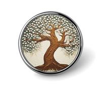 Spilla rotonda stampata con albero per uomini e donne, spille da bavero resistenti ed eleganti, distintivi in metallo leggero per camicie, giacche, cappelli