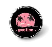 Spilla rotonda Summer Good Time, distintivo in metallo, spilla da bavero per giacca, cappello, borsa, accessori